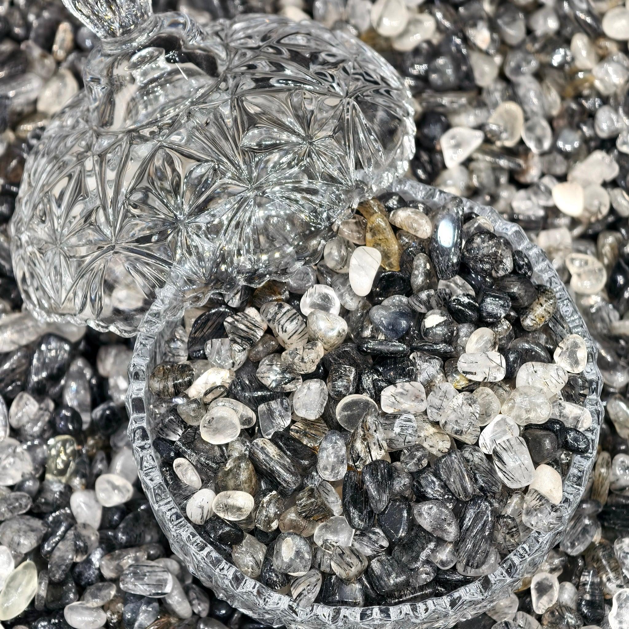 Black Rutilated Quartz Tumbled Stones (7β9mm) β Energy Protection & Grounding Crystals - StyleCrystals