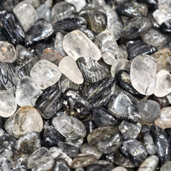 Black Rutilated Quartz Tumbled Stones (7β9mm) β Energy Protection & Grounding Crystals - StyleCrystals