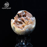 Brazilian Gummy Quartz Geode Sphere – Rare 13cm Drusy Crystal Collector Piece - StyleCrystals