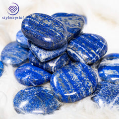 Lapis Lazuli Palm Stones – Deep Blue with Golden Pyrite Inclusions - StyleCrystals