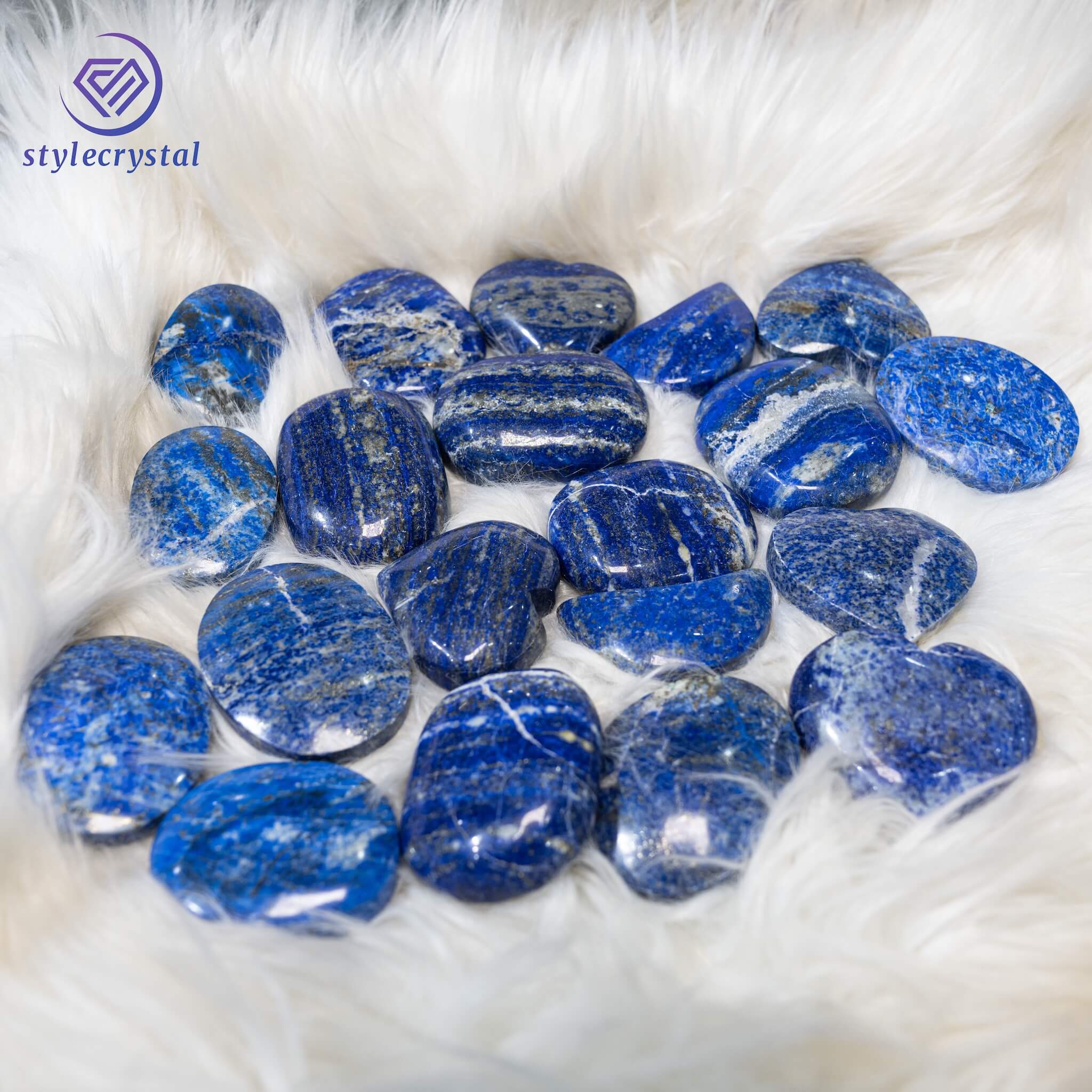Lapis Lazuli Palm Stones – Deep Blue with Golden Pyrite Inclusions - StyleCrystals