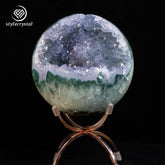 Rare Green Phantom & Amethyst Geode Sphere from Brazil – Collectible Crystal Cave Orb 11.7cm, 1.86kg - StyleCrystals