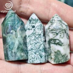 StyleCrystals Natural Moss Agate tower crystal